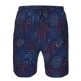 thumbnail image 3 of Rocae Blue Firework for Men's Beach Shorts Casual Elastic Waist Drawstring Summer Beach Shorts,S-3XL-X-Large, 3 of 6