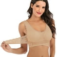 thumbnail image 5 of Front Close Sport Bra Women's Floral Lace Bralette Breathable Padded Comfort Bra, 5 of 9