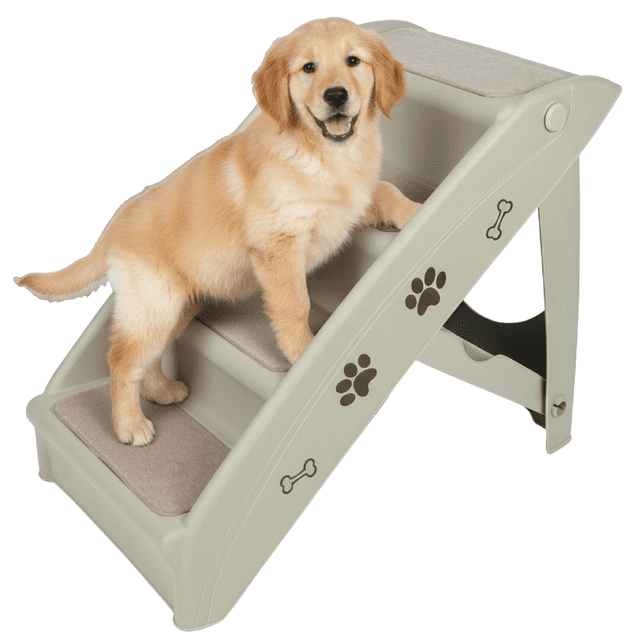 Escalera para Perro de 4 Pasos Antideslizante Plegable Gris