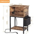 thumbnail image 4 of Oumilen Wesern Home End Table Side Table with Storage and Fabric Bags and Build-In Fast Charging Station with USB Ports, Rustic Brown Wood, 4 of 7