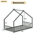 thumbnail image 4 of Bellemave Twin Size Metal House Bed with Roof and LED Lights Montessori House Bed with Headboard and Footboard  Floor Bed Frame with Slats (Twin, Black), 4 of 10