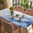 thumbnail image 3 of Blue Marble Table Cloths for 3 Foot Rectangle Tables, Gradual Modern Abstract Art Patio Waterproof Elastic Fitted Tablecloths, Washable Rectangular Table Cover for Camping, 3 of 8
