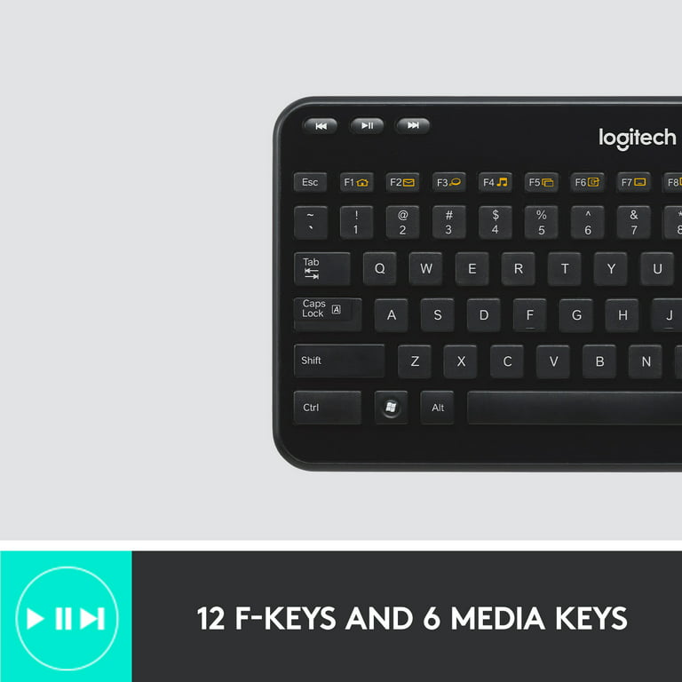 Gå op og ned målbar Brawl Logitech K360 Wireless USB Desktop Keyboard — Compact Full Keyboard, 3-Year  Battery Life (Glossy Black) - Walmart.com