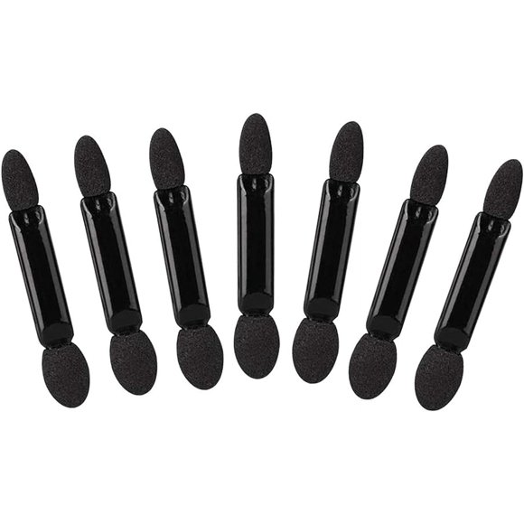 50pcs Disposable Double-Sided Eyeshadow Brush Sponge Tip Oval Makeup Applicator Tool (Black)