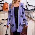 thumbnail image 2 of Women's Halloween Cardigan Sweaters Loose Ribbed Open Front Knit Coat Pumpkin Long Sleeve Cute Fall Winter Clothes, 2 of 8
