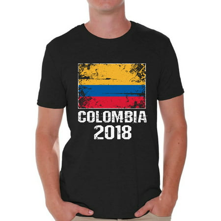 Awkward Styles Colombia 2018 Men's T Shirt Soccer Shirt for Men Colombia Soccer 2018 Tee Shirt Colombian Flag Shirts Colombia Football Lover Shirt Soccer Gifts Colombia Football Fan Tshirts for