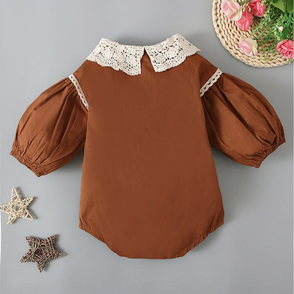 Aayomet Long Sleeve Bodysuit Baby Girl Winter Rompers Baby Boy Organic Cotton Baby Boy Girl Zip up Sleep N Play, Footless, Long/Short Sleeve,Brown 0-6 Months