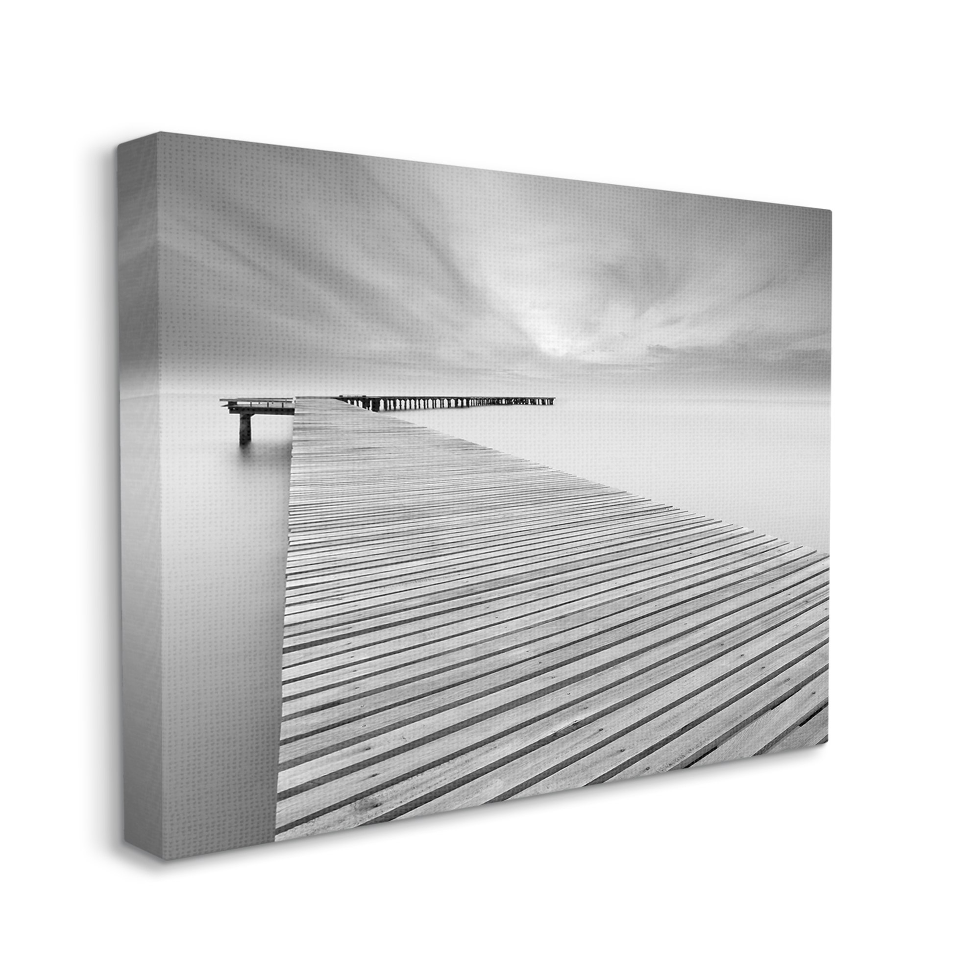 Waterfront Dock Misty Water Lake Landscape 20 in x 16 in Photography Canvas Art Print, by Stupell Home Décor