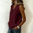 thumbnail image 6 of Womens Tank Tops Cotton Linen Button V Neck Summer Camisole Top for Women Sleeveless Wide Strap Shirts, 6 of 7