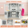 thumbnail image 4 of OLAKIDS Corner Kids Kitchen Playset, Toddler Wooden Pretend Cooking Set with Real Running Water Circulation Realistic Light Sound Stove Removable Sink Storage Cabinet, Simulation Play Kitchen Toy, 4 of 10