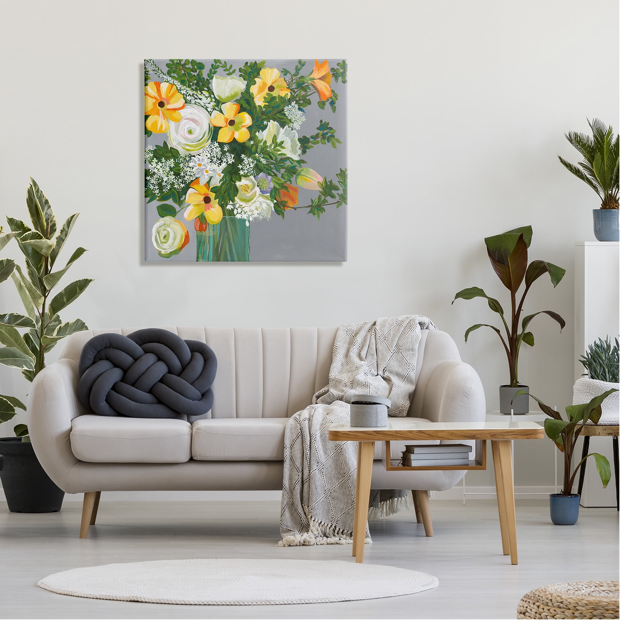 Stupell Industries Yellow & White Flowers Botanical & Floral Painting Gallery Wrapped Canvas Art Print Wall Art, 30 x 30