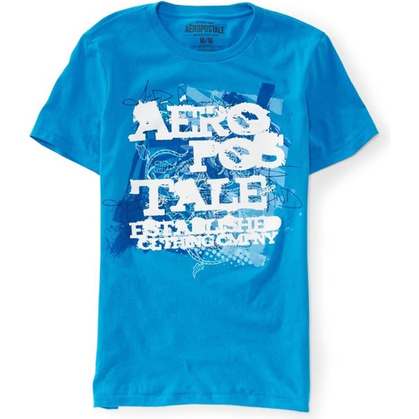 Aeropostale - Camiseta con gráfico pintado para hombre, color azul, grande