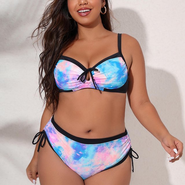 iTNHFP Paréos Rouges pour Femmes Maillot de Bain 2023 Bikini Trois Couleurs Bretelles Imprimées Ajustable Grande Taille Maillot de Bain pour Femmes
