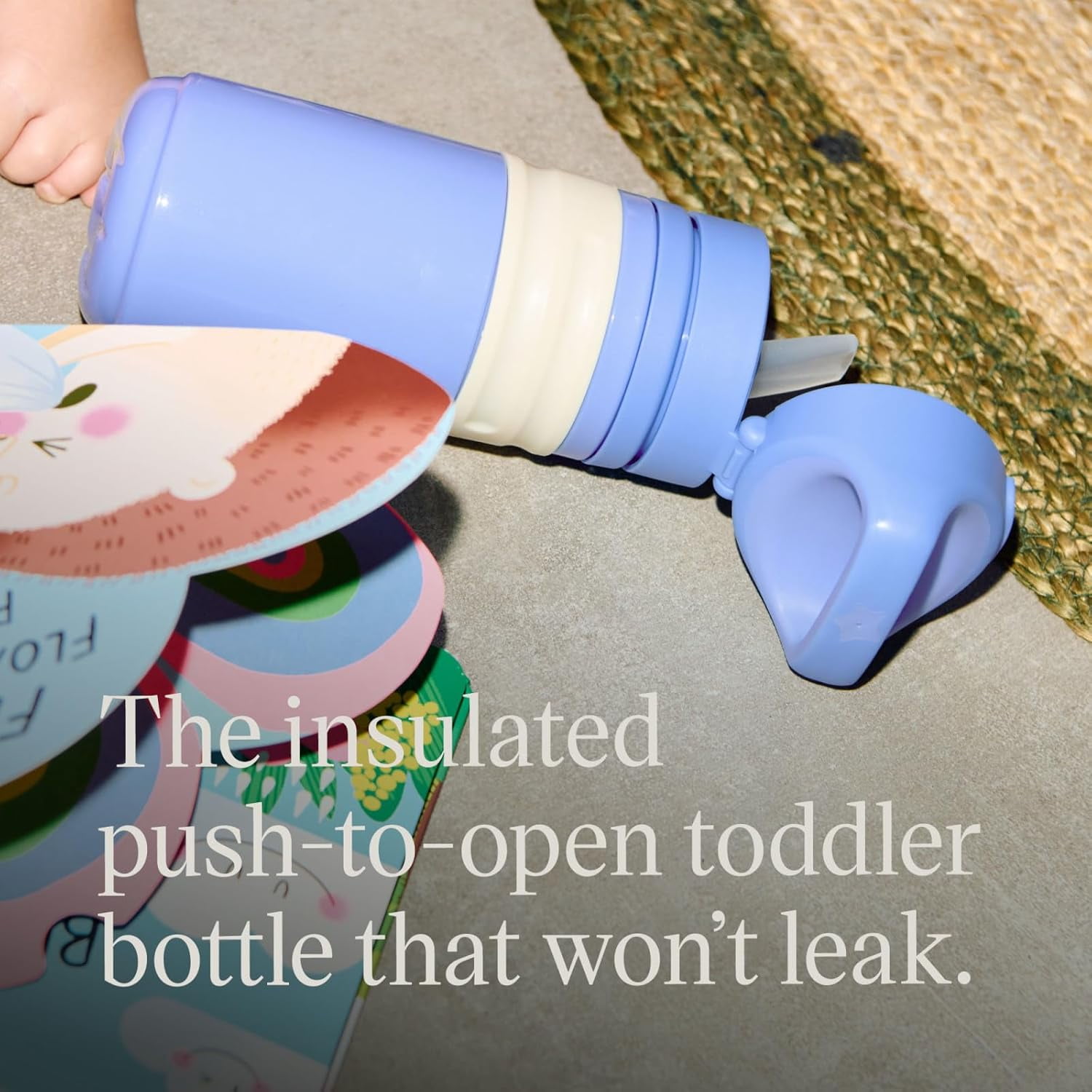 Tommee Tippee Insulated Flip Top Sporty Spill-Proof 11oz Toddler Water Bottle, Sippy Cups for Toddlers 1-3, Push-To-Open Lid Helps Keep Spout Clean, BPA Free, Blue and Red, Pack of 2