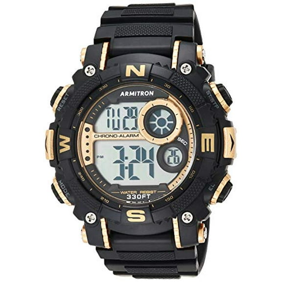 Armitron Sport Men's Quartz Sport Watch with Resin Strap, Black, 22 (Model: 40/8284GBK)