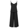 thumbnail image 3 of Women's 2 Piece Outfits Sleeveless Tops Drawstring Wide Leg Pants Matching Set With Pockets plus Size Dresses for Wedding Petite Pant Suits for Women Womens Rompers And Jumpsuits Dressy Designer Suits, 3 of 4
