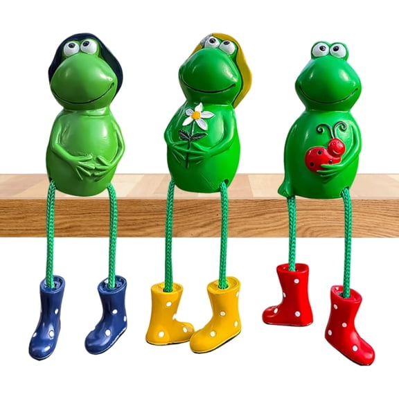 3-Piece Frog Figurine Set – Resin Garden Statues, Outdoor Animal Decorations for Patio, Yard, Farmhouse, Living Room Shelf Accents