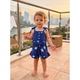 thumbnail image 6 of Cenuakty Independence Day Newborn Baby 12M 18M 24M 2T 3T 4T 5T Girl Jumpsuit Classic Star Print Sleeveless Tie up Strap Suspender Shorts with Belt, 6 of 9