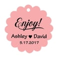 thumbnail image 1 of 100 PCS Enjoy! Customized Scallop Edges Hang Tags Personalized Wedding Favor Gift Paper Tags, 1 of 1