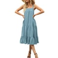thumbnail image 1 of Sunloudy Vestido midi sin mangas para mujer, vestido de playa con volantes sueltos de color sólido sin mangas de verano Sunloudy  S M L XL, 1 of 7