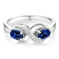 thumbnail image 2 of Gem Stone King 925 Sterling Silver Blue Created Sapphire and White Created Sapphire Infinity Promise Women Ring (1.31 Ct Oval, Available in Size 5, 6, 7, 8, 9), 2 of 5