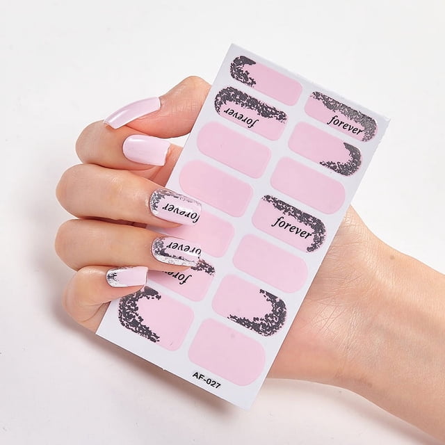 Cured Gel Nail Polish Strips Stickers, Adhesive Full Wrap Gel Nail Art Sticker, Waterproof Gel