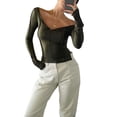 thumbnail image 6 of Biekopu Women Summer Short Shirt, Long Sleeve Boat Neck Solid Color Casual Party Street Tops, 6 of 9
