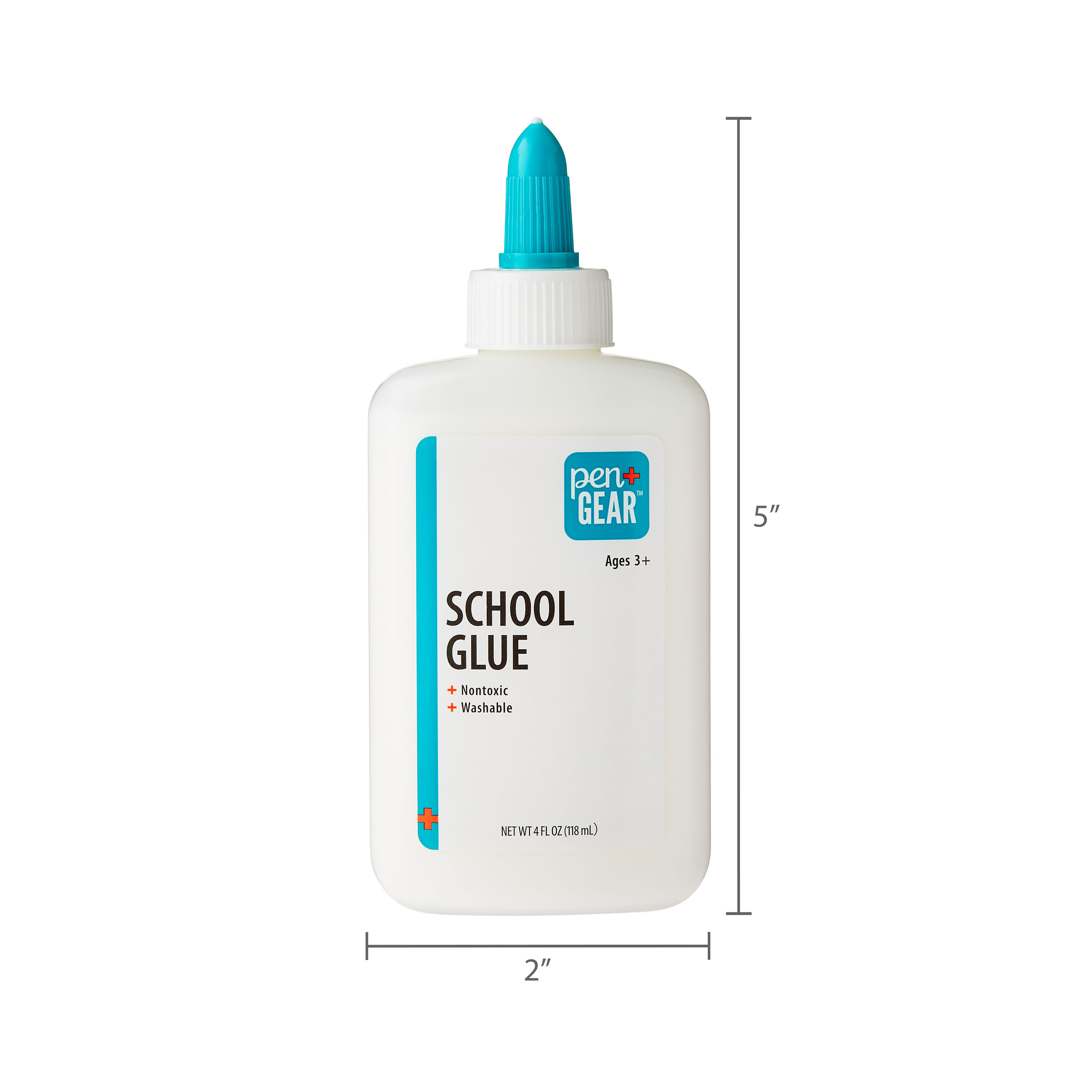 Pegamento escolar Pen+Gear, blanco, lavable, 4 fl oz 6