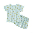 thumbnail image 2 of Girls Summer Outfits Toddler Strawberry Print Short Sleeve Top and Shorts Ice Silk Loose Set Baby Clothes for Girls Mint Green 4-5 Years, 2 of 4