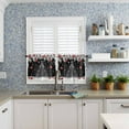 thumbnail image 5 of Christmas Kitchen Curtains and Valances Set, Rod Pocket Curtains Tier Farmhouse Window Curtains 24 Inch Length, Pine Tree Snowflake Ball Silver Leaves Black 3 Piece Kitchen Curtains Set, 5 of 6
