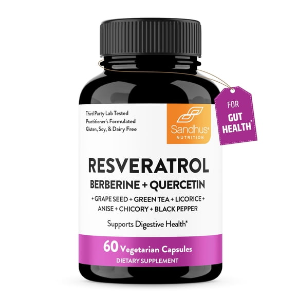 Suplemento digestivo Sandhu's Resveratrol con berberina 60 cápsulas