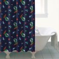 thumbnail image 4 of Navy Dinosaurs Space Surfing Pattern Shower Curtain 72"x72" ,Bathroom Decorative Shower Curtains Set with 12 Hooks,Modern Waterproof Washable Shower Curtain, 4 of 6