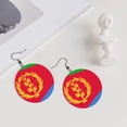 thumbnail image 5 of Leather Dangle Round Earrings For Women Eritrea Flag Circle Earrings Drop Jewelry, 5 of 6