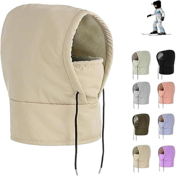 Waterproof Fleece Lined Hood, 3-in-1 Winter Windproof Cold Proof Ski Masks & Balaclava Over Helmet, Unisex Neck Warmer for Snowboarding and Ice Fishing