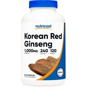 Nutricost Korean Red Ginseng 240 Capsules - 1000mg Extra Strength Serving Size - Supplement