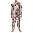 thumbnail image 3 of Honeii Sea Shells Pattern Mens Pajamas Set,2pcs Men's Lounge Long Sleeve Sleep Shirt and Pajama Bottoms Sleepwear Set,Mens Pjs Sets-X-Large, 3 of 7
