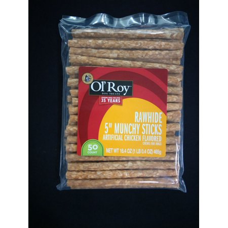 Ol' Roy Rawhide 5" Munchy Sticks Dog Treats, 50 count