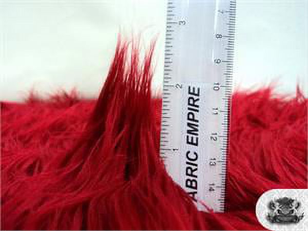 Faux Fake Fur Mongolian Fabric Sold by the Yard (DARK RED)