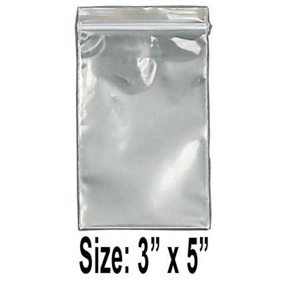 Hawk 100 Count Unit 3 x 5 Self-Locking Resealable Bags D23050 2 Mil Thick 