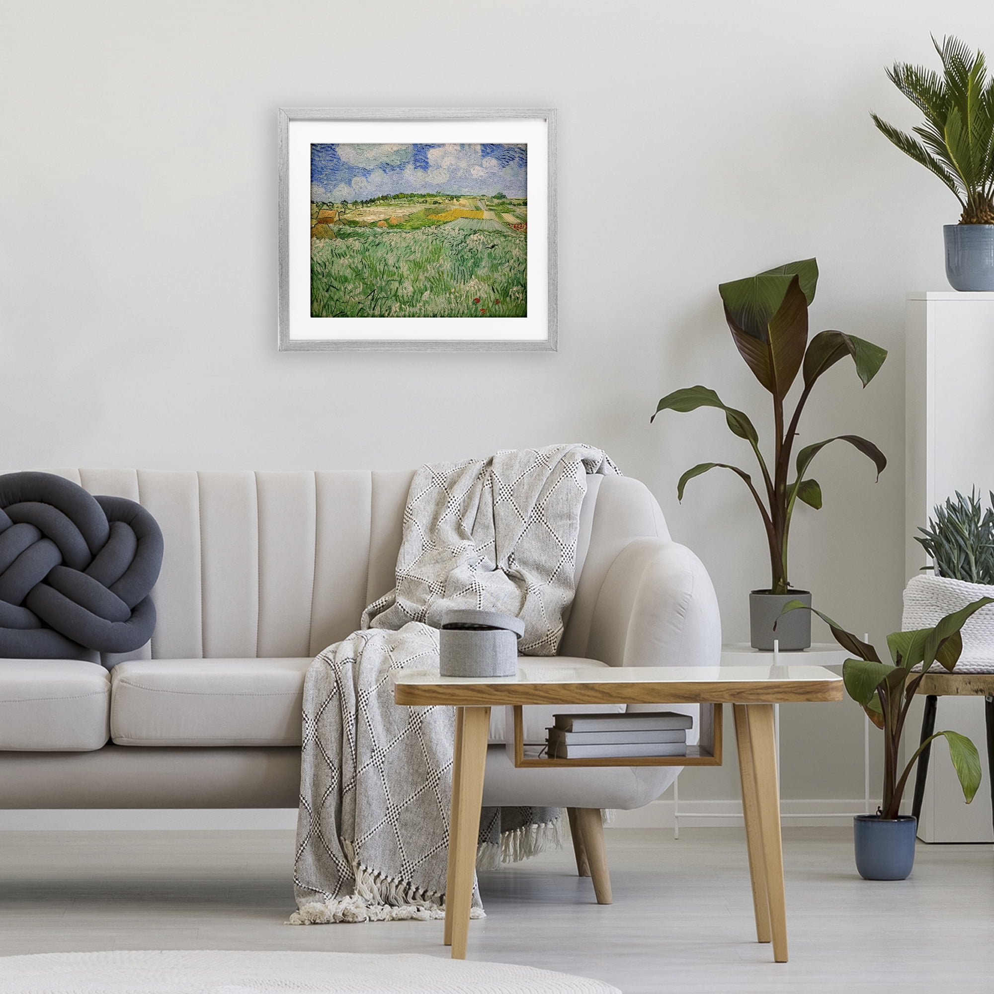 Stupell Industries Plain Near Auvers Painting Gray Framed Print Under Glass, design by Vincent Van Gogh