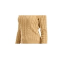 thumbnail image 4 of CHARTER CLUB Womens Gold Knit Glitter Button-shoulder Cable-knit Long Sleeve Crew Neck Sweater S, 4 of 6
