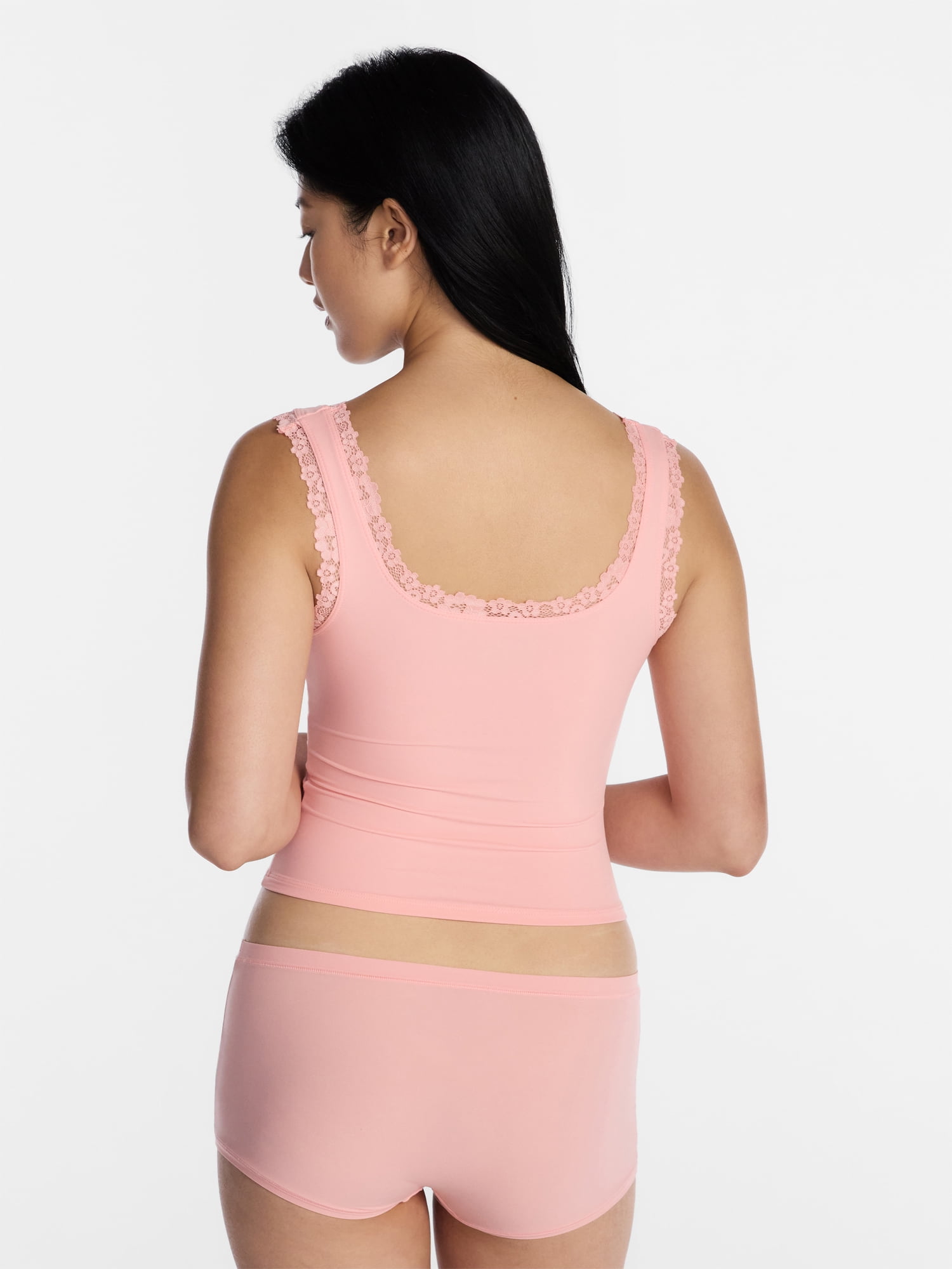No Boundaries Fit Stretch Lace Trim Tank Top, Women's XS-XXXL