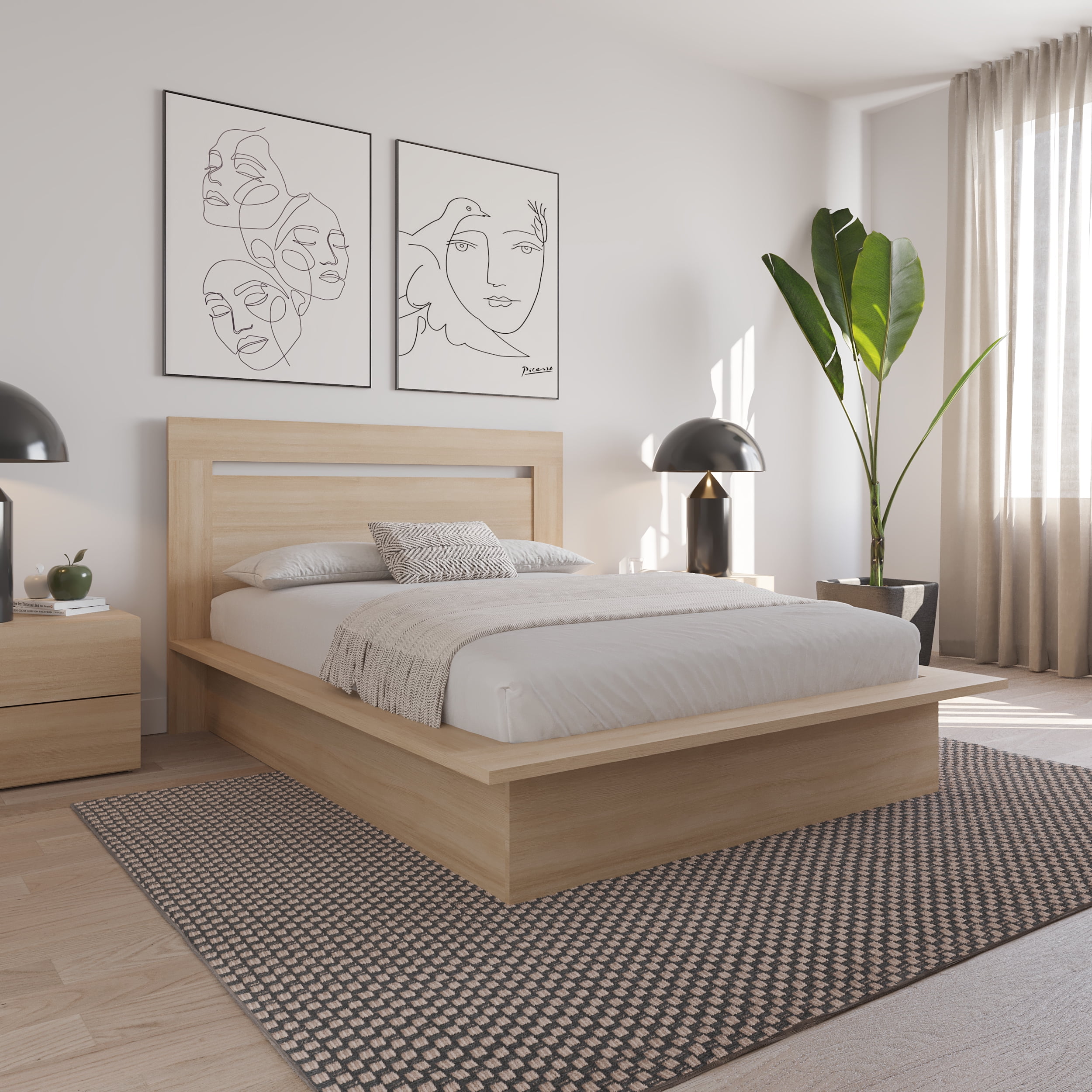 Nexera Malibu Full Size Headboard, Natural Blonde Oak