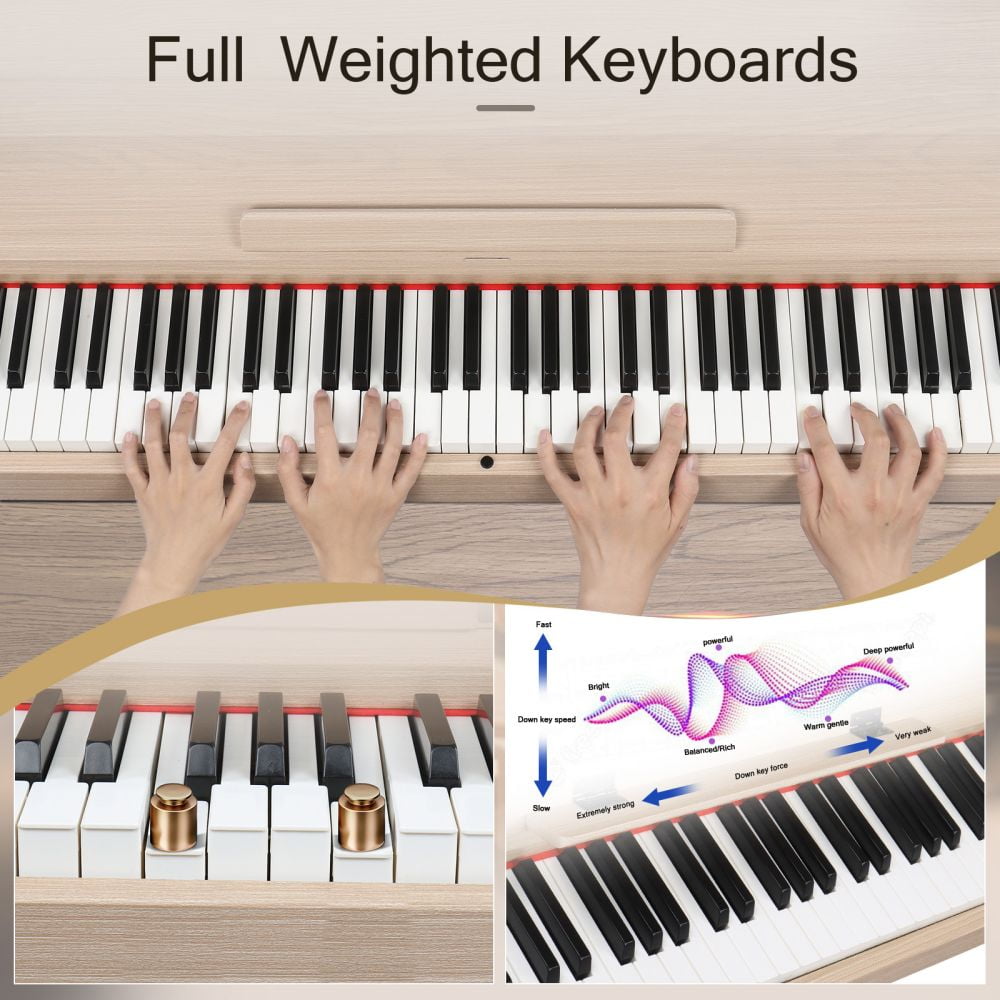 88 Key Full Weighted Keyboard Piano Electric Keyboard Piano, Digital Piano with Professional 3 Pedal, 2 Stereo Speakers, USB-MIDI Connectivity and Unique Clamshell Design (Natiual, GDP-206)