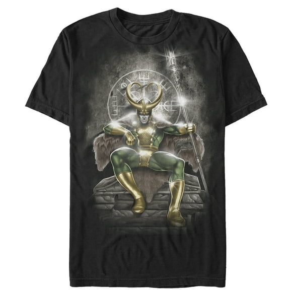 Men's Marvel Loki Throne  Graphic Tee Black X Large