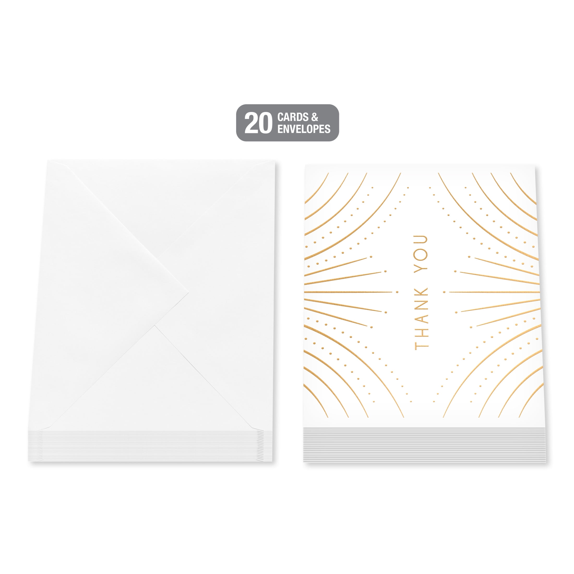 American Greetings Thank You Card Stationery Notes, Gold Deco (20-Count)