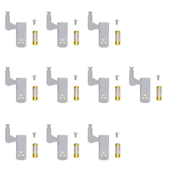 10 juegos de luz LED de bisagra, luz de bisagra de gabinete ABS de alto brillo con 3 cuentas de lámpara LED, luces de bisagra para armario, luz blanca