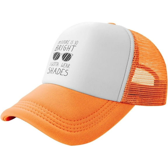 Future So Bright I Need Sunglasses Slogan Unisex Adult Adjustable Mesh Hats Baseball Hat Trucker Cap for Men Women Orange