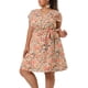 thumbnail image 2 of Women's Plus Size Dress V Neck Belted Summer Floral Dresses Pink 4X, 2 of 7