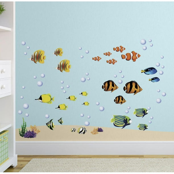 Bright Coral Reef Wall Decal Sticker 10x18